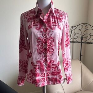 Robert Graham Pink and Red Paisley Button Down Shirt ( New )